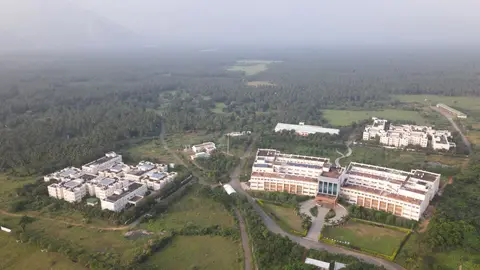 Aerial drone view of the campus