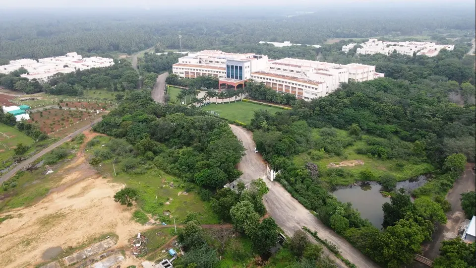 D Block academic building from above
