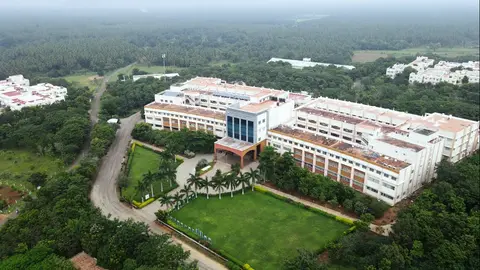 D Block academic building from above