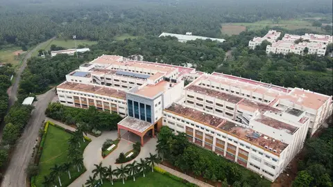 D Block academic building from above